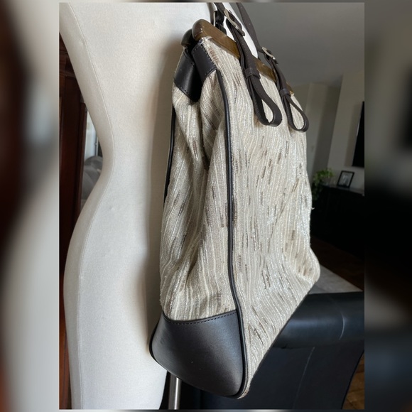 Reiss large satchel bag in lustery tweed w leathr - Picture 2 of 13